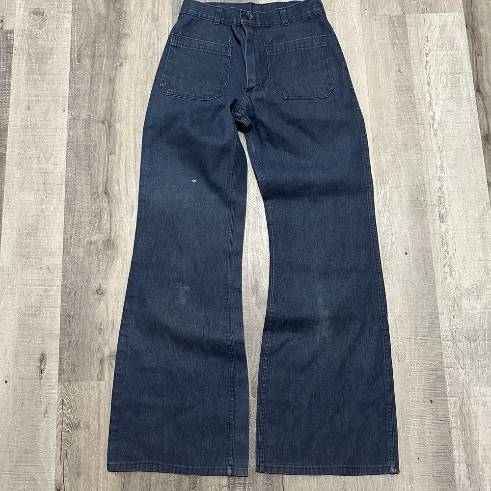 VTG US Navy Seafarer Denim Flare Utility Dungaree Jean Pant (28x32) Bell Bottoms